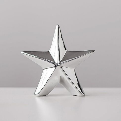 ABOOFAN Ceramic Christmas Star Table Top Decoration Star Statue Figurines Star Sculptures Home Decor Metal Geometric Abstract Sculpture Silver in Saudi Arabia