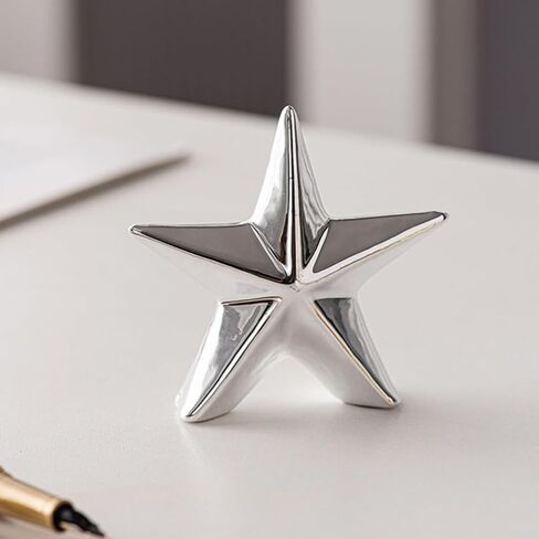ABOOFAN Ceramic Christmas Star Table Top Decoration Star Statue Figurines Star Sculptures Home Decor Metal Geometric Abstract Sculpture Silver in Saudi Arabia