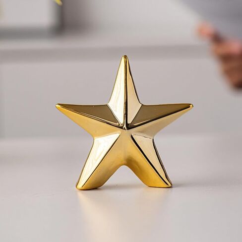 ABOOFAN Ceramic Christmas Star Table Top Decoration Star Statue Figurines Star Sculptures Home Decor Metal Geometric Abstract Sculpture Silver in Saudi Arabia