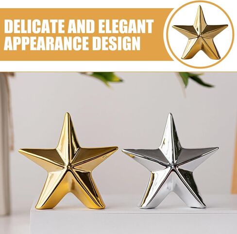 ABOOFAN Ceramic Christmas Star Table Top Decoration Star Statue Figurines Star Sculptures Home Decor Metal Geometric Abstract Sculpture Silver in Saudi Arabia