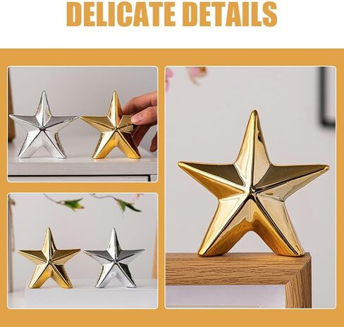 ABOOFAN Ceramic Christmas Star Table Top Decoration Star Statue Figurines Star Sculptures Home Decor Metal Geometric Abstract Sculpture Silver in Saudi Arabia