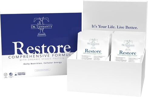 Restore Vanilla, All in One Supplement Shake Blend, 50+ Bioavailable & Methylated Vitamins & Minerals, 23g Vegan Protein, 14-Day Supply, Organic, GlutenFree, Vegan in Saudi Arabia