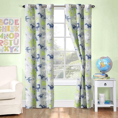 Kids Zone Home Linen 2 Panel Curtain Set with Grommet for Boys Girls Teens Bedroom Multicolor Set Cars Bus Truck Taxi Traffic Light Blue Grey Orange Red Yellow Green Transportation New in Saudi Arabia