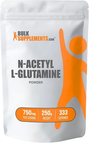 BULKSUPPLEMENTS.COM مسحوق N-Acetyl L-Glutamine - مكمل الجلوتامين، مسحوق الجلوتامين L - صحة وتعافي الأمعاء، جلوتامين 750 مجم - خالي من الغلوتين، 750 مجم لكل وجبة، 100 جم (3.5 أونصة) in Saudi Arabia
