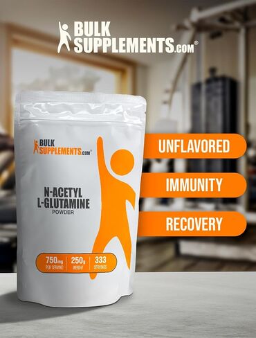 BULKSUPPLEMENTS.COM مسحوق N-Acetyl L-Glutamine - مكمل الجلوتامين، مسحوق الجلوتامين L - صحة وتعافي الأمعاء، جلوتامين 750 مجم - خالي من الغلوتين، 750 مجم لكل وجبة، 100 جم (3.5 أونصة) in Saudi Arabia