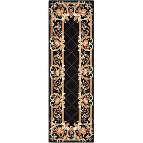 SAFAVIEH Chelsea Collection Runner Rug - 3' x 8', Black, Hand-Hooked French Country Wool, Ideal for High Traffic Areas in Living Room, Bedroom (HK333B)