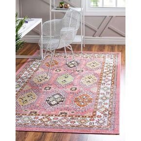Unique Loom Aarhus Collection Area Rug - Southwestern (5' 1" x 7' 10" Rectangle, Rose/ Green)