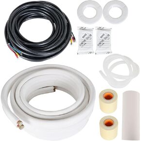 findmall 50FT Air Conditioning Copper Tubing Hose Extension 3/8" and 5/8" Twin Copper Hoses Insulated Copper Hoses Fit for Mini Split Air Conditioner