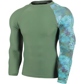 Men's Swim Shirts Rash Guard Long Sleeve UPF 50+ Sun Protection Quick Dry Compression Surf Shirt