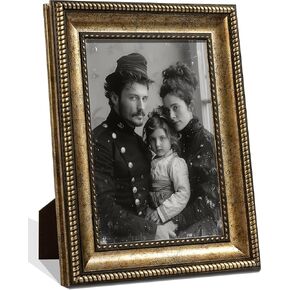 takfot Vintage Gold Picture Frame 5x7, Ornate Antique Photo Frame for Wall Mount or Tabletop, Gifts for Mom Grandma Father Family Friends, Bronze Gold