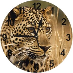 KiuLoam Silent Non Ticking Round Wall Clock, 3D Printed Wolf Home Decor Battery Operated Decorative for Living Room, Kitchen, Bedroom Clock Art