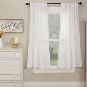 Piper Classics Provincial Linen White Roman Valance Curtain 24" Long x 40" Wide, Tie Up Curtain, 100% Linen Shade Curtain