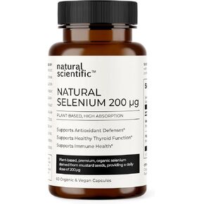 Selenium 200mcg Capsules - Organic Selenium Supplement for Antioxidant Support & Immune Health - Plant-Based, Gluten-Free, Vegetarian, Non-GMO - 60 Capsules - Premium Supplement by Natural Scientific
