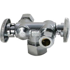 2 Pcs XFITTING OD Compression 3/8 Inch x 3/8 Inch OD Compression x 5/8 Inch OD Compression Dual Straight Valve, 4-4-3=2XX