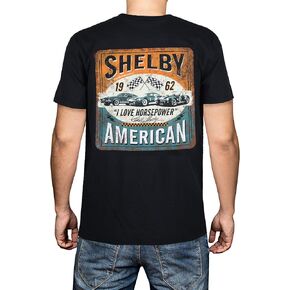 Shelby American I Love Horesepower Tee T-Shirt | 100% Cotton | Preshrunk | Simple, Clean and Sharp | Black