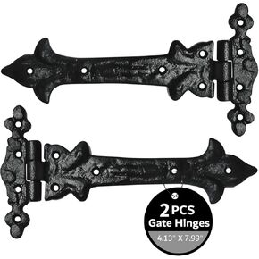 T Hinge Set - 8 Piece Gate Hinges for Wooden Fences Heavy Duty - Barn Hinges for Doors - Black Hinges – Hinges for Shed Door - Door Hinges Black Matte - Hinges Outdoor - Fence Strap Hinge Set