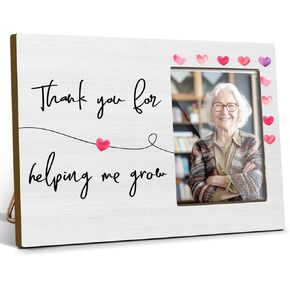 Teacher Picture Frames Gifts Unique Picture Frames Thank You for Helping Me Grow Gifts Picture Frames for Wall Wood Picture Frame Appreciation Gift Ideas for Teachers (4x6 Inch Photo)-M637