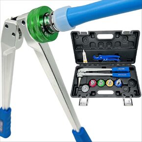 IBOSAD Manual PEX Pipe Expander Tool Kit with 5PCS be 3/8",1/2",5/8",3/4",1" Expansion Heads suit for Propex Expansion Meet ASTM F1960 Standard PEX Coupling Fitting Radiant Heat