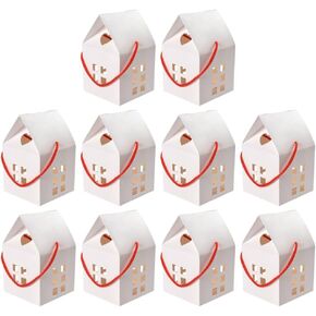 House Shaped Paper Candy Box: 10pcs Paper Boxes Kraft Paper Package Box Log Candy Chocolate Packing Wrap for Wedding Christmas Party Favor Holder