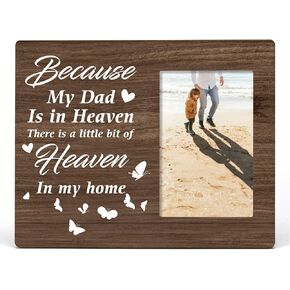 إطار صور خشبي من Nurawo Memorial Dad Wood My Dad is in Heaven إطار صور خشبي لسطح الطاولة أو العرض على الحائط (لصورة 4×6)، هدية تعاطف لفقد الأب in Kuwait