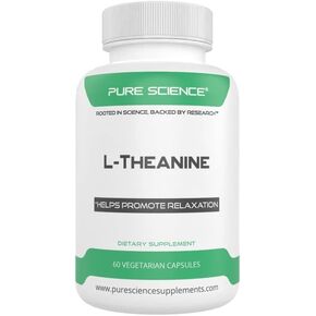 Pure Science L-Theanine Supplement 400 mg – Supports Cognition, Improves Mental Performance and Calms the mind and Reduce stress - 50 Vegetarian Capsules