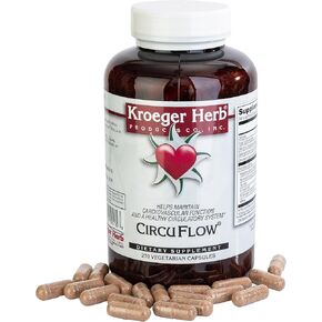 Kroeger Herb, Circuflow, Daily Heart Health and Circulation Support for Men & Women, Promotes Cardiovascular Function with Hawthorn Berry & More - Non-GMO, Gluten Free, No Preservatives - 270 Capsules