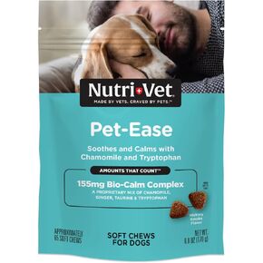 Nutri-Vet Pet-Ease Soft Chews for Dogs - Vet Formulated with Chamomile and Tryptophan to Soothe and Calm Dogs -6.0 oz