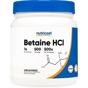 Nutricost Betaine HCl Powder 500 Grams - Gluten Free, Non-GMO