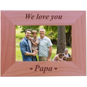 CustomGiftsNow We Love You Papa - إطار صورة خشبي محفور (أفقي 4 × 6)