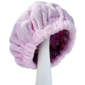 AKISS Flaxseed Deep Conditioning Heat Cap Portable Microwave Hot Bonnet Therapy Hair care Cap For Women (Fushcia/Flowers, Large)