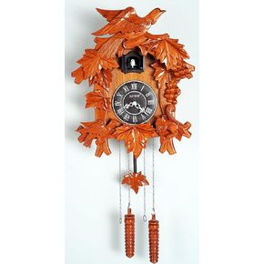 JUSTIME 11-inch Cuckoo Clock Pendulum Cuckoo Clocks for Wall Home Decor Forest Bird Quartz Timepieces Coo Coo Clock Wall Bird Clock Coco Clocks Wall Bird Sound Singing Bird Wall Clock - C00049