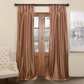 HPD Half Price Drapes PDCH-KBS1BO-96-FP Blackout Vintage Textured Faux Dupioni Pleated Curtain (1 Panel), 25 in x 96 in, Ice