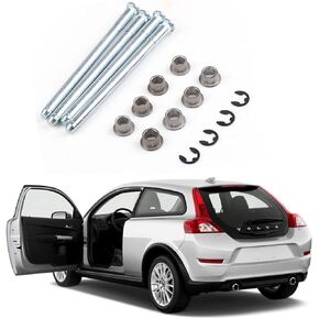 16 Pack Door Hinge Pin Set, Bushing Repair Kits, Automobile Modification Replacement Accessories with E-Ring Clips, Compatible with Chevrolet GMC (Silver)