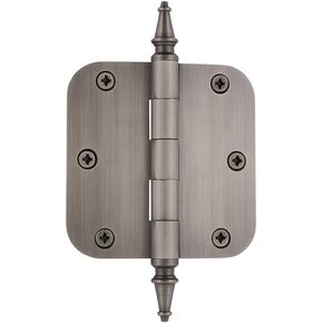Nostalgic Warehouse 746069 3.5" Steeple Tip Residential 5/8" Radius Corners Door Hinge, Antique Brass, 1 Count (Pack of 1)
