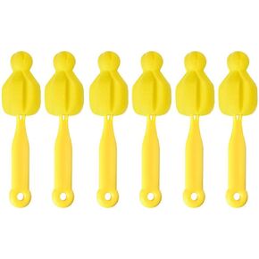 Long Handle Bottle Nipple Cleaner Sponge Brush, BPA-Free Bottle Scrubber - Yellow|6 Pack