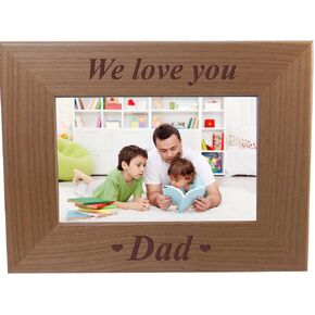 CustomGiftsNow We Love You Dad - Engraved Wood Picture Frame - Fits 4x6 inch Photo