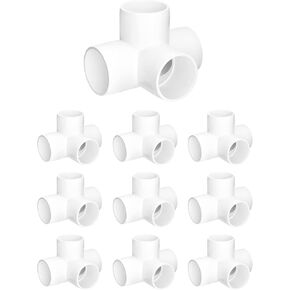 QWORK 4 Way PVC Fitting Elbow, 10 Pack 1 1/2" PVC Fitting Connector, Furniture Grade, for Building Furniture and PVC Structures, White