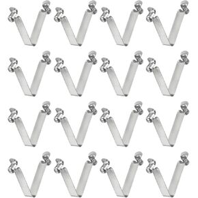 HARFINGTON 16pcs Double Button Kayak Paddle Snap Spring Clip 5x6.5x35mm 65Mn Spring Steel V-Shaped Hollow Lift Telescopic Locking Tube Pole Clips for Tent Umbrella Camping