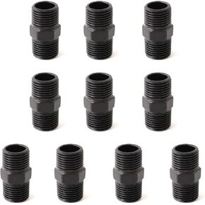 1/2" Black Hex Steel Threaded Pipe Nipple, Home TZH 10 Pack 1/2" Threaded Pipe Nipples for Steam-punk Vintage Shelf Bracket DIY Plumbing Pipe Decor Furniture（10, Black 1/2")
