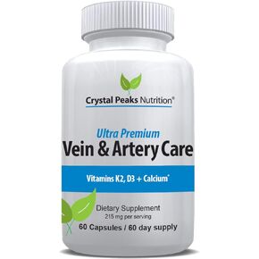 CRYSTAL PEAKS NUTRITION Vein and Artery Care - Supplement for Men & Women - Circulation and Vein Support - Supports Bone Health - 60 Capsules, 60-Day Supply