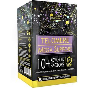 ACTIF Telomere Mega Support with 10+ Factors, Non-GMO, Telomerase and DNA Supplement for Energy, Memory and Anti-Aging, Made in USA, 60 Count