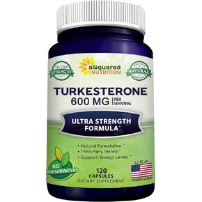 aSquared Nutrition Turkesterone Supplement 600mg - 120 Capsules - Ajuga Turkestanica Extract Powder - Turkesterone Supplement Complex Pills - Natural Formulation