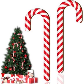4 Pcs Large Size Christmas Wood Candy Canes for Tree Rustic Christmas Decor Candy Cane Christmas Decorations Wooden Candy Ornaments Candy Decorative Hanging Ornaments for Party Supplies DIY (12 Inch)