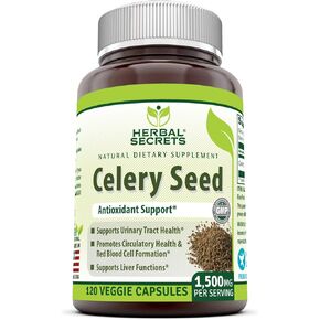 Herbal Secrets Celery Seed Extract Supplement | 1500 Mg | 120 Veggie Capsules | Non-GMO | Gluten-Free | Made in USA