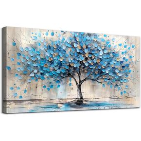Lapremoly Large Canvas Wall Art For Living Room Wall Decor For Office Wall Decorations For Bedroom Black And White Painting Blue Tree Landscape Wall Pictures Hotel Artwork Posters Family Home Decor