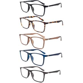 5 Pack Reading Glasses for Women Men Blue Light Blocking Computer Readers Anti Eye Strain Spring Hinge Eyeglasses