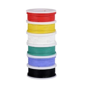 28awg Wire Flexible Silicone Wire,28 Gauge Tinned Copper Wires Silicone Rubber Insulated (6 Different Colored 43ft Each)(OD: 1.2 mm) Stranded Wire Hook up Wires
