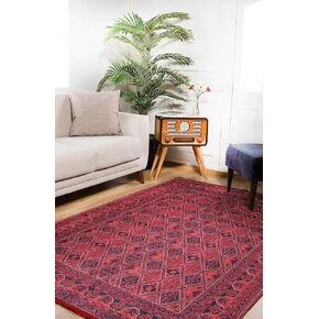 USSO Collection - Deep Red Area Rug, Red Carpet, Oriental Rug, Red Traditional Rug, Livingroom Carpets, Dark Red Area Rug, Non-Slip Washable Rug, Dark Red Area Rug, Kitchen Rug (Red, 3'x5')