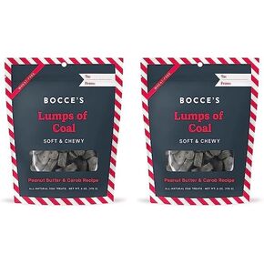 Bocce's Bakery Lumps of Coal Recipe Treats for Dogs, Wheat-Free Everyday Dog Treats, Made with Real Ingredients, Baked in The USA, All-Natural Soft & Chewy Cookies, Peanut Butter & Molasses, 6 oz