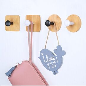 Wall Hooks Adhesive,4 Pieces Utility Coat Sticky Hooks for Hanging Heavy Duty,Small Self Adhesive Hooks Wall Hanger for Clothes,Key Ring,Hat,Backpack